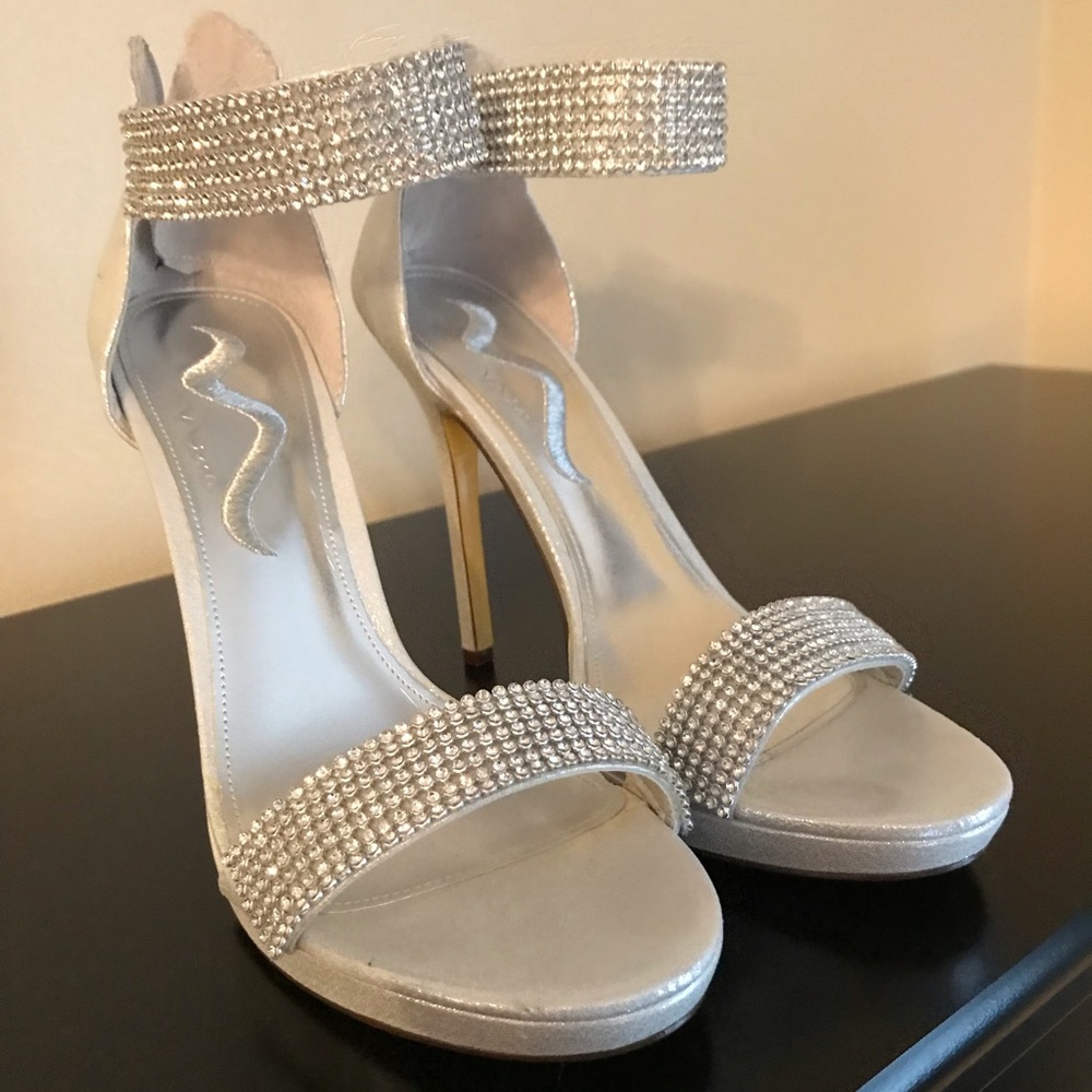 Silver Ankle Strap Heels